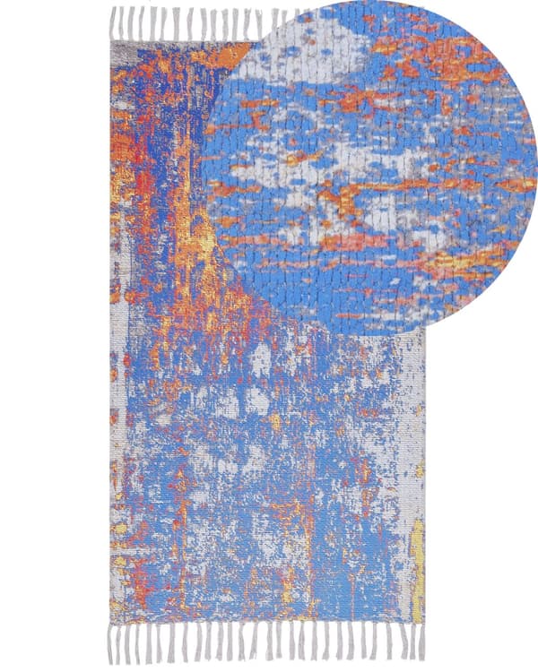 Teppe Flerfarget Polyester Bomull 80 x 150 cm Håndvevd Gulvteppe Abstrakt Stue