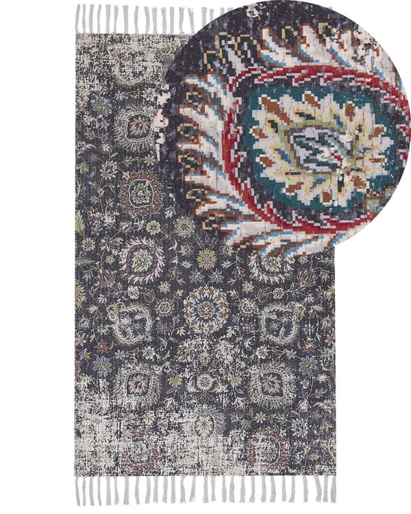 Teppe Flerfarget Polyester Bomull 80 x 150 cm Håndvevd Frynser Orientalsk mønster Stue Soverom