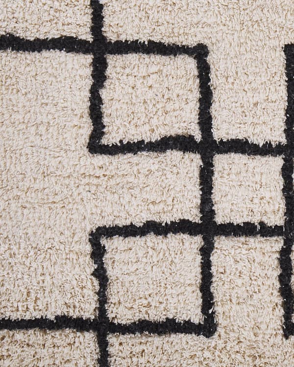 Bomullsteppe Teppe Beige 160 x 230 cm Skandinavisk Geometrisk Mønster Stue Soverom