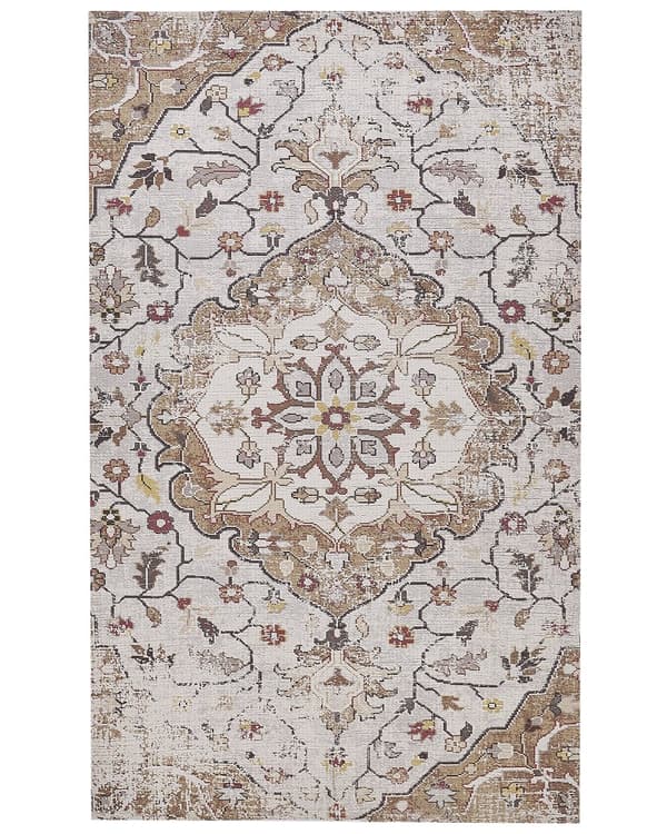 Teppe Brun Beige Polyester 150 x 230 cm Bomull Blomstret Orientalsk Stue