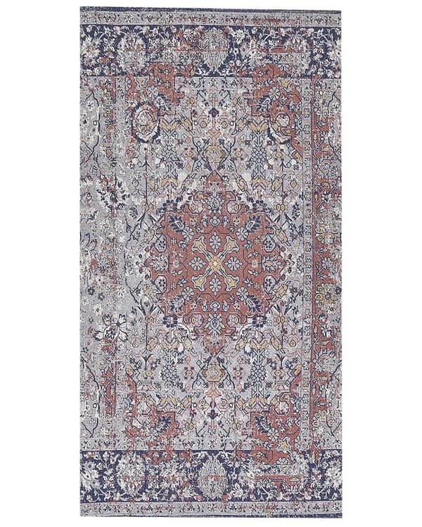 Teppe flerfarget polyester og bomull 80 x 150 cm orientalsk mønster stue soverom