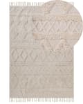 Miniatyrbilde 1 av 6: Bomullsteppe Teppe Beige 160 x 230 cm Geometrisk Mønster Stue Soverom