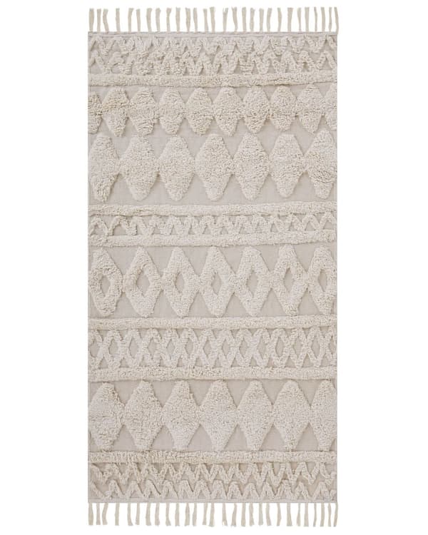Bomullsteppe Teppe Beige 80 x 150 cm cm Geometrisk Mønster Stue Soverom