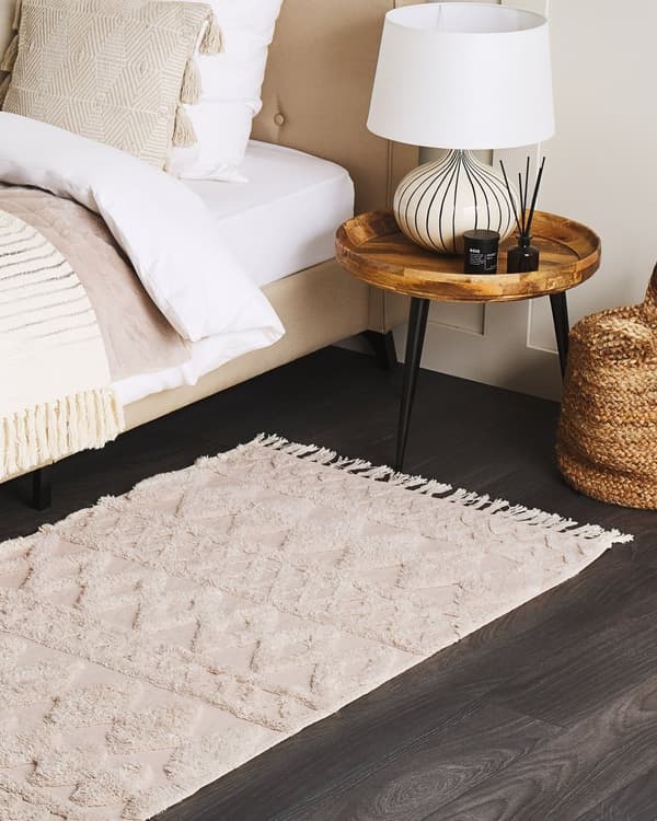 Bomullsteppe Teppe Beige 80 x 150 cm cm Geometrisk Mønster Stue Soverom