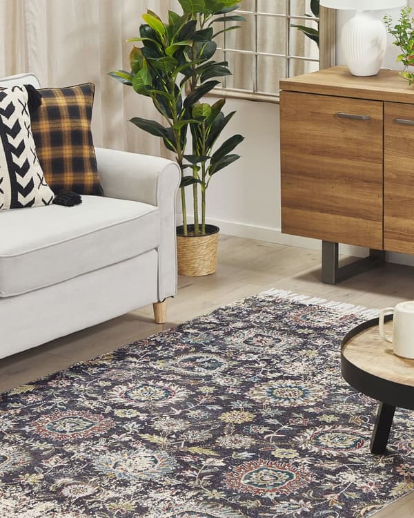 Teppe Flerfarget Bomull Polyester 150 x 230 cm Håndvevd Frynser Orientalsk mønster Stue Soverom