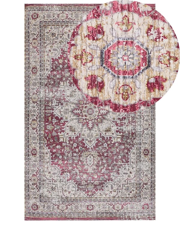 Teppe Rød Beige Polyester Bomull 150 x 230 cm Håndvevd Orientalsk mønster