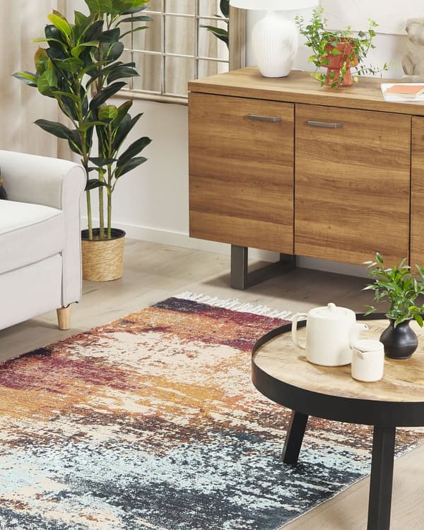Teppe Flerfarget Polyester Bomull 140 x 200 cm Håndvevd Abstrakt Stue