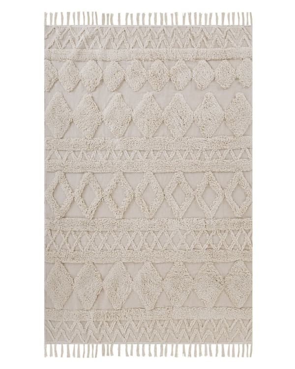 Bomullsteppe Teppe Beige 140 x 200 cm cm Geometrisk Mønster Stue Soverom