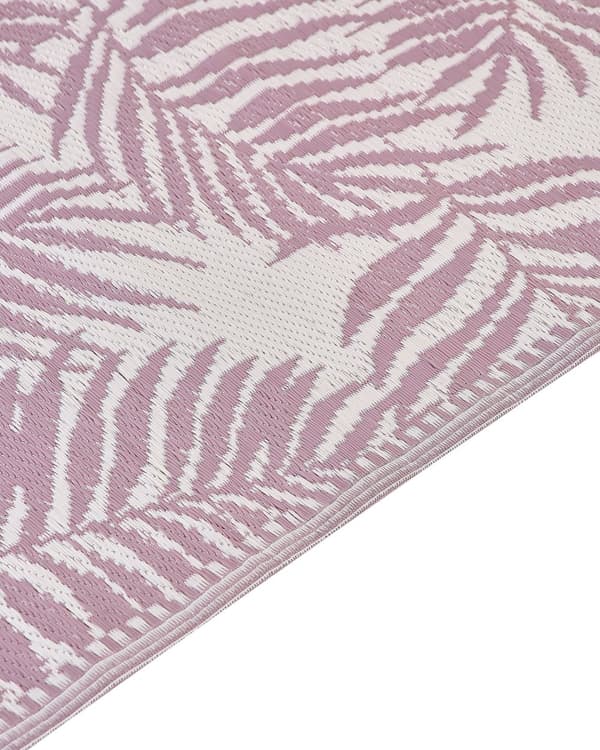 Gulvteppe Rosa Polypropylen 120 x 180 cm Bladmotiv Resirkulert materiale Moderne design Uteteppe Balkong Terrasse