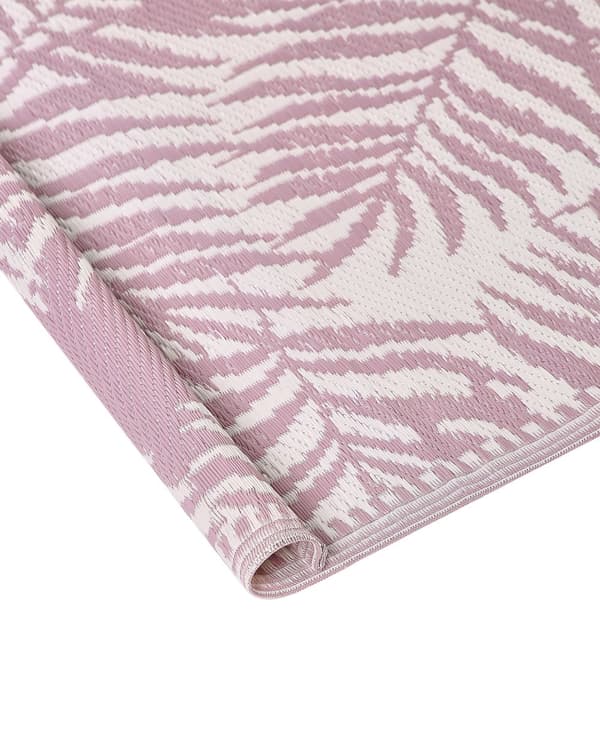 Gulvteppe Rosa Polypropylen 120 x 180 cm Bladmotiv Resirkulert materiale Moderne design Uteteppe Balkong Terrasse