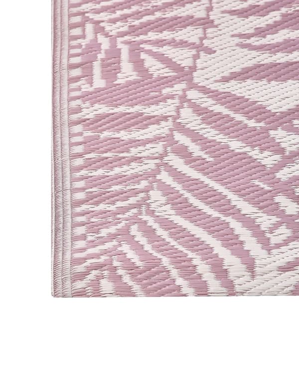 Gulvteppe Rosa Polypropylen 120 x 180 cm Bladmotiv Resirkulert materiale Moderne design Uteteppe Balkong Terrasse