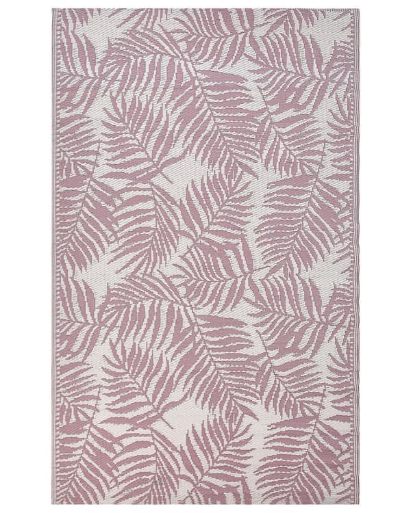 Gulvteppe Rosa Polypropylen 120 x 180 cm Bladmotiv Resirkulert materiale Moderne design Uteteppe Balkong Terrasse