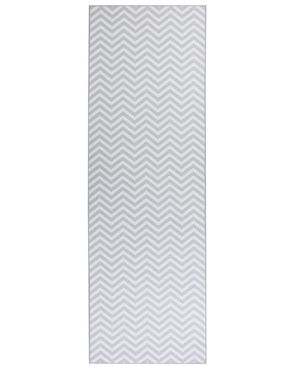 Teppe Hvit Grå Polyester 80 x 240 cm Chevron-mønster Tradisjonelt design Antiskli Løper Gang Stue Soverom