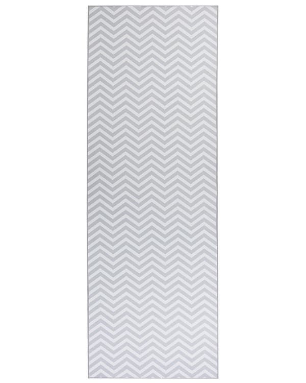 Teppe Hvit Grå Polyester 70 x 200 cm Chevron-mønster Tradisjonelt design Antiskli Løper Gang Stue Soverom