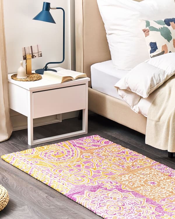 Matto monivärinen 80 x 150 cm villa itämainen kuvio suorakulmio käsin tuftattu boho retro