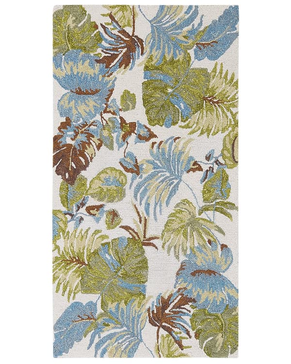 Matto monivärinen 80 x 150 cm villa suorakulmio lehtikuvio käsin tuftattu boho perinteinen