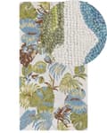 Pikkukuva 1 / 6: Matto monivärinen 80 x 150 cm villa suorakulmio lehtikuvio käsin tuftattu boho perinteinen