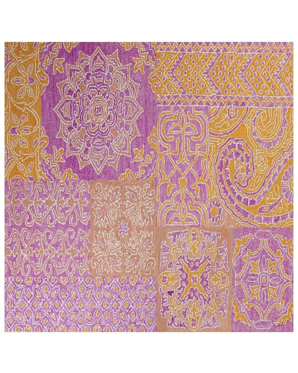 Matto monivärinen 80 x 150 cm villa itämainen kuvio neliö käsin tuftattu boho retro