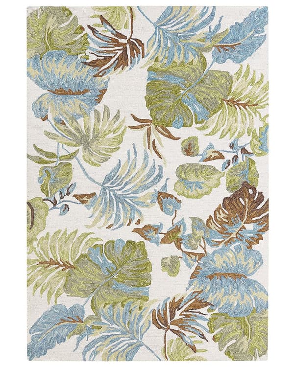 Matto monivärinen 160 x 230 cm villa suorakulmio lehtikuvio käsin tuftattu boho perinteinen