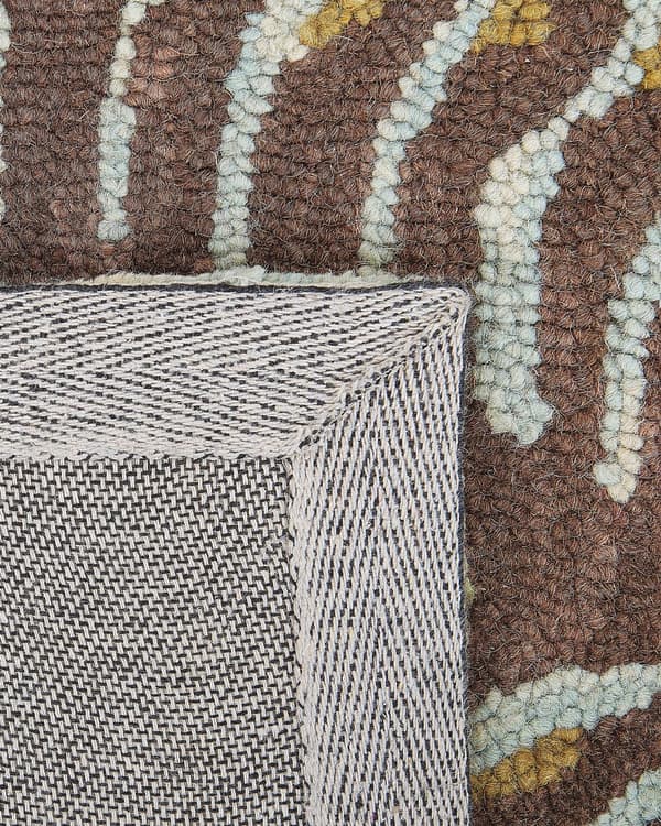 Teppe Blå Grønn Ull 200 x 200 cm Bladmotiv Dekorativt Innredning Stue Soverom Rustikk Boho