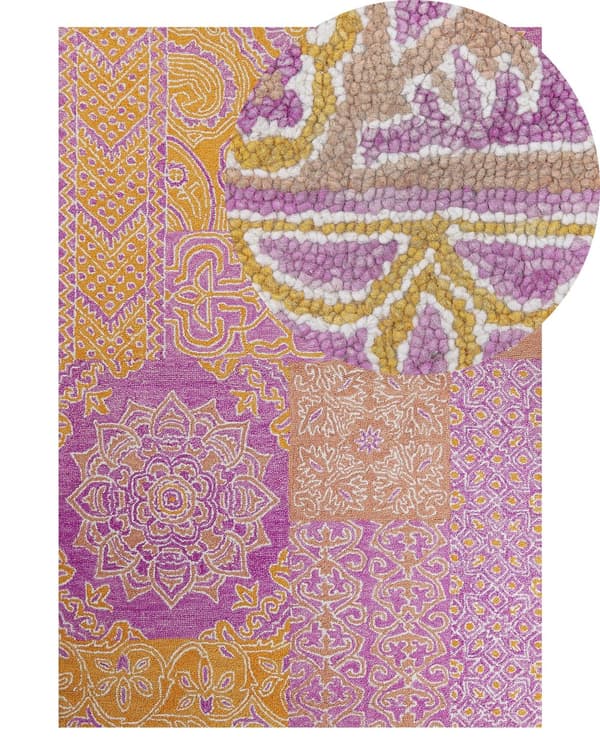 Matta Flerfärgad Ull 140 x 200 cm Orientaliskt Mönster Vardagsrum Sovrum