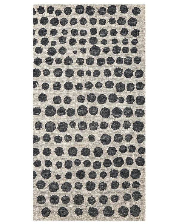 Matto beige/musta villa 80 x 150 cm pilkullinen kuvio olohuoneeseen boho-tyyli