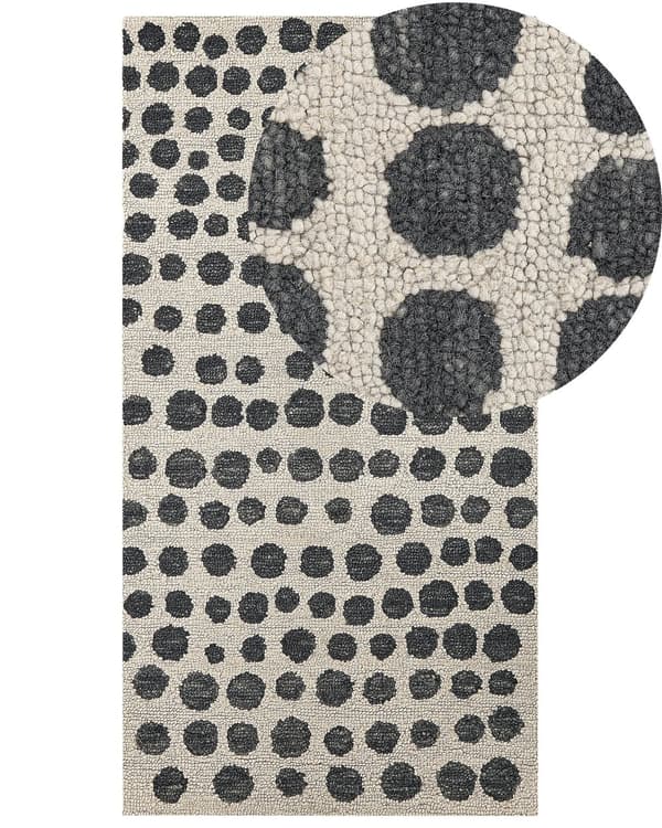 Matto beige/musta villa 80 x 150 cm pilkullinen kuvio olohuoneeseen boho-tyyli