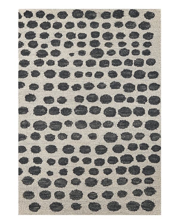 Matto beige/musta villa 140 x 200 cm pilkullinen kuvio olohuoneeseen boho-tyyli