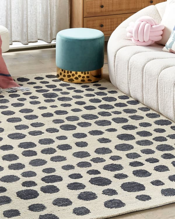 Matto beige/musta villa 140 x 200 cm pilkullinen kuvio olohuoneeseen boho-tyyli