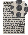 Pikkukuva 1 / 6: Matto beige/musta villa 140 x 200 cm pilkullinen kuvio olohuoneeseen boho-tyyli