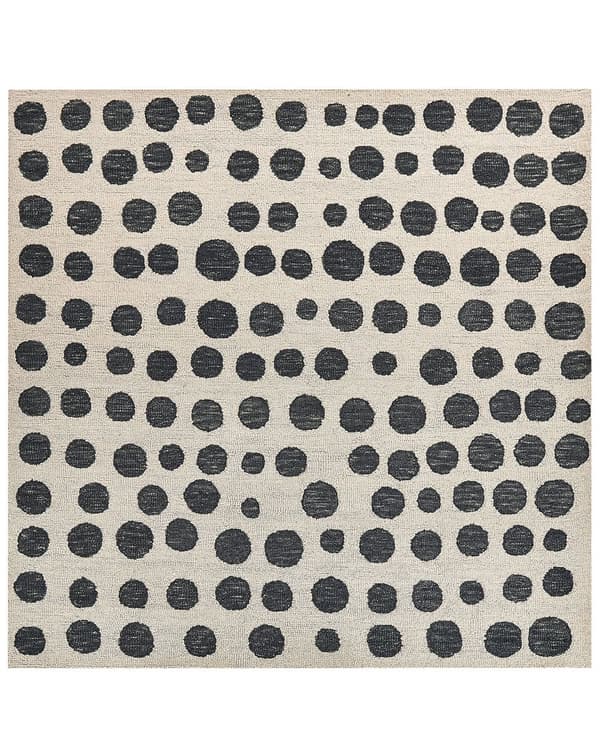 Matto beige/musta villa 200 x 200 cm pilkullinen kuvio olohuoneeseen boho-tyyli