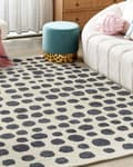 Pikkukuva 2 / 6: Matto beige/musta villa 200 x 200 cm pilkullinen kuvio olohuoneeseen boho-tyyli