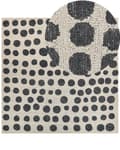 Pikkukuva 1 / 6: Matto beige/musta villa 200 x 200 cm pilkullinen kuvio olohuoneeseen boho-tyyli