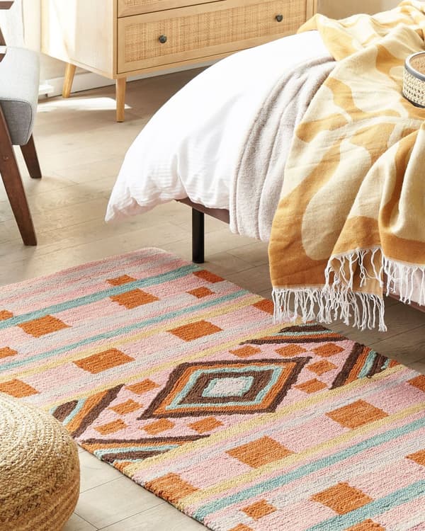 Matto villa monivärinen 80 x 150 cm geometrisella kuvioinnilla boho-tyyli