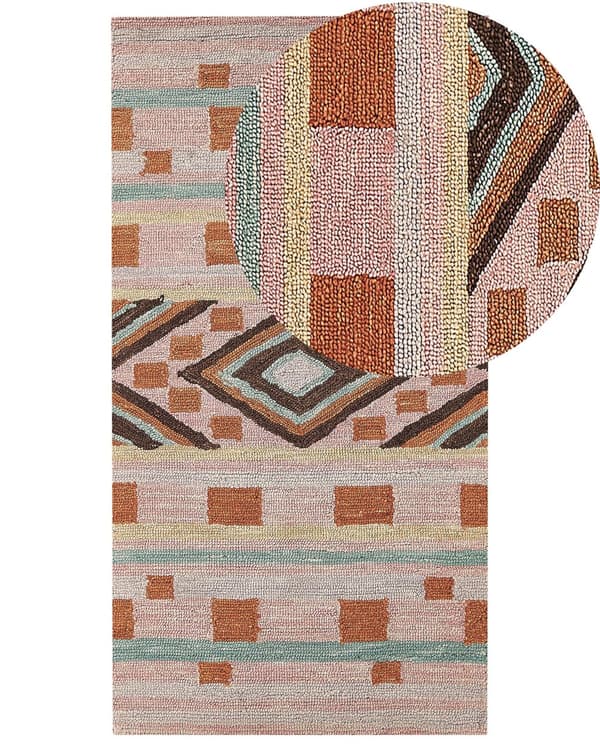Matto villa monivärinen 80 x 150 cm geometrisella kuvioinnilla boho-tyyli