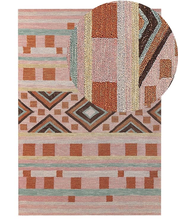 Matto villa monivärinen 140 x 200 cm geometrisella kuvioinnilla boho-tyyli