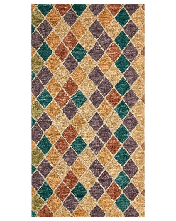Matto monivärinen villa 80 x 150 cm geometrinen salmiakkikuvio moderni tyyli