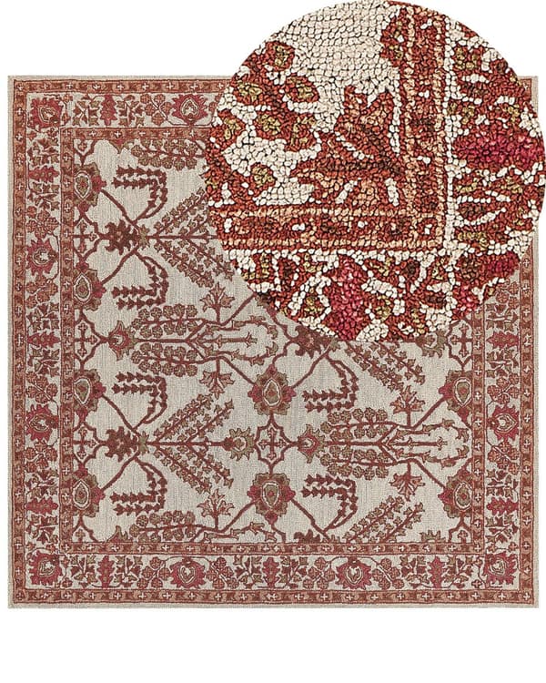 Matto oranssi/beige villa 200 x 200 cm itämainen koristeellinen boho-tyyli