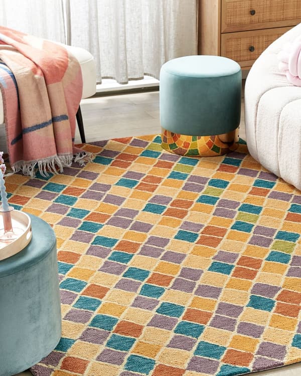 Teppe Ull Flerfarget 160 x 230 cm Geometrisk mønster Håndtuftet Innredning Stue Soverom