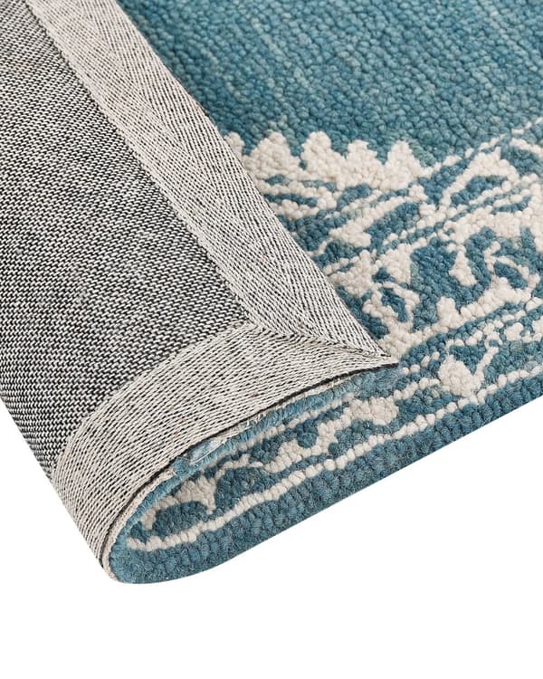 Teppe Hvit Blå Ull 160 x 230 cm Orientalsk mønster Håndtuftet Dekorativt Innredning Boho Moderne Stue Soverom
