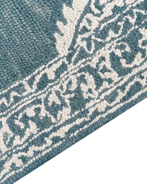 Teppe Hvit Blå Ull 160 x 230 cm Orientalsk mønster Håndtuftet Dekorativt Innredning Boho Moderne Stue Soverom