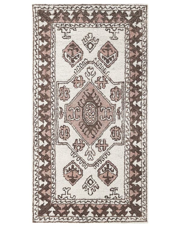 Gulvteppe Flerfarget Ull 80 x 150 cm Håndtuftet Geometrisk Orientalsk Mønster Boho Stue Soverom