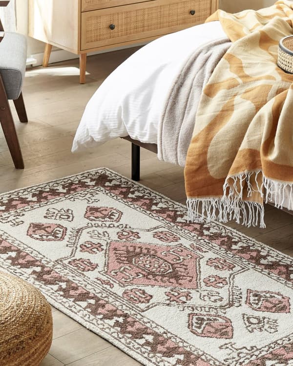 Gulvteppe Flerfarget Ull 80 x 150 cm Håndtuftet Geometrisk Orientalsk Mønster Boho Stue Soverom