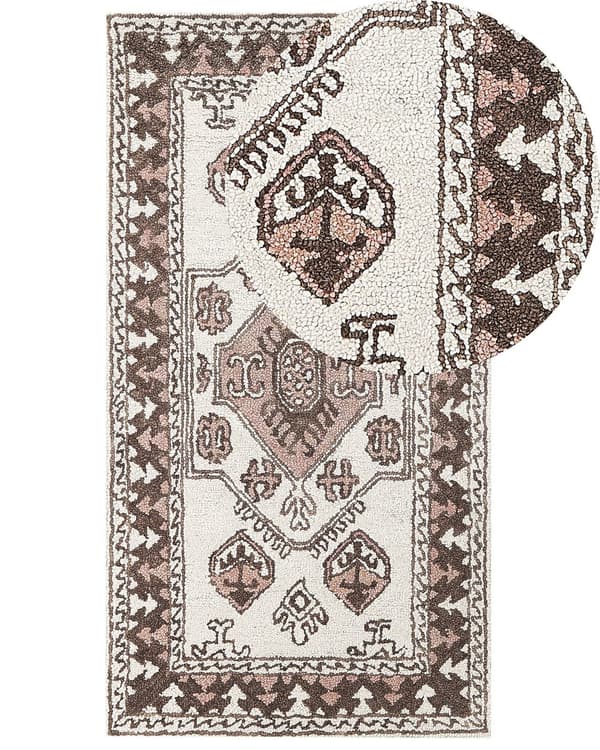 Gulvteppe Flerfarget Ull 80 x 150 cm Håndtuftet Geometrisk Orientalsk Mønster Boho Stue Soverom