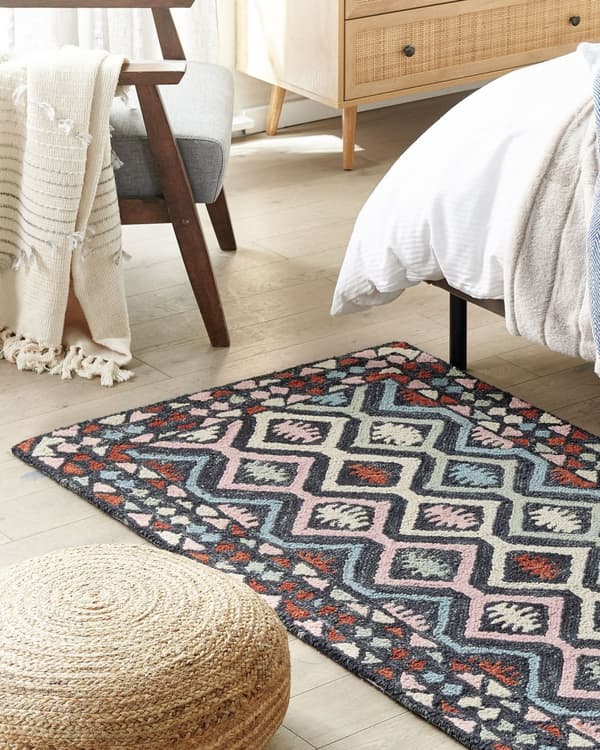Teppe Flerfarget Ull 80 x 150 cm Orientalsk mønster Håndtuftet Boho Innredning Stue Soverom