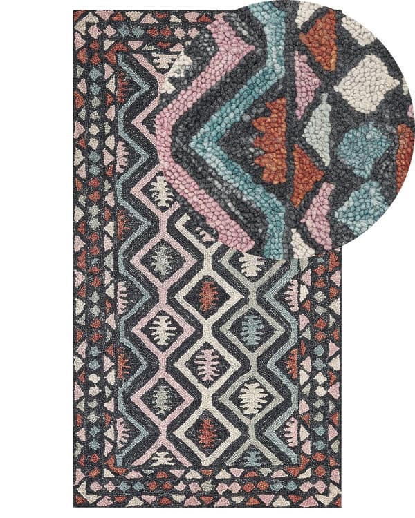 Teppe Flerfarget Ull 80 x 150 cm Orientalsk mønster Håndtuftet Boho Innredning Stue Soverom