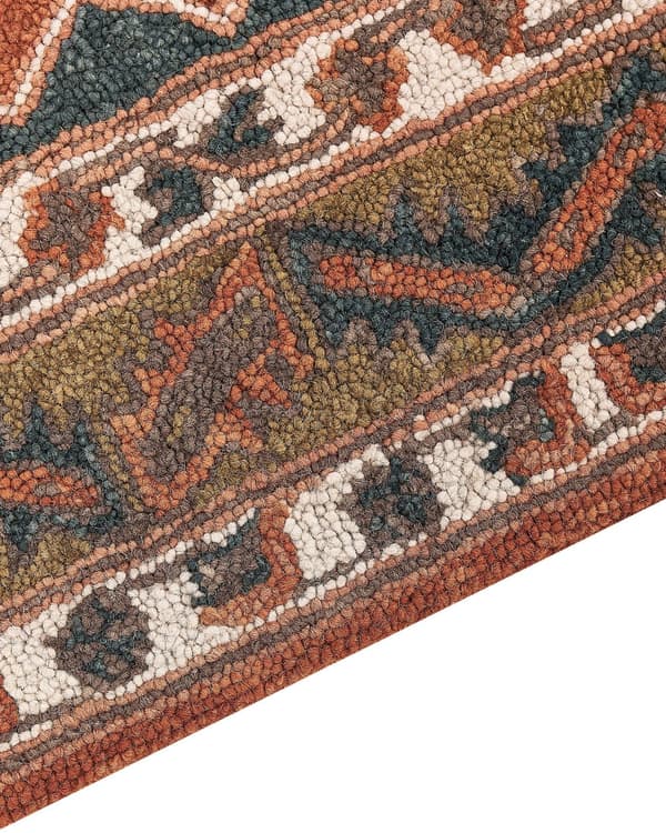 Gulvteppe Flerfarget Ull 200 x 200 cm Håndtuftet Geometrisk Orientalsk Mønster Boho Stue Soverom