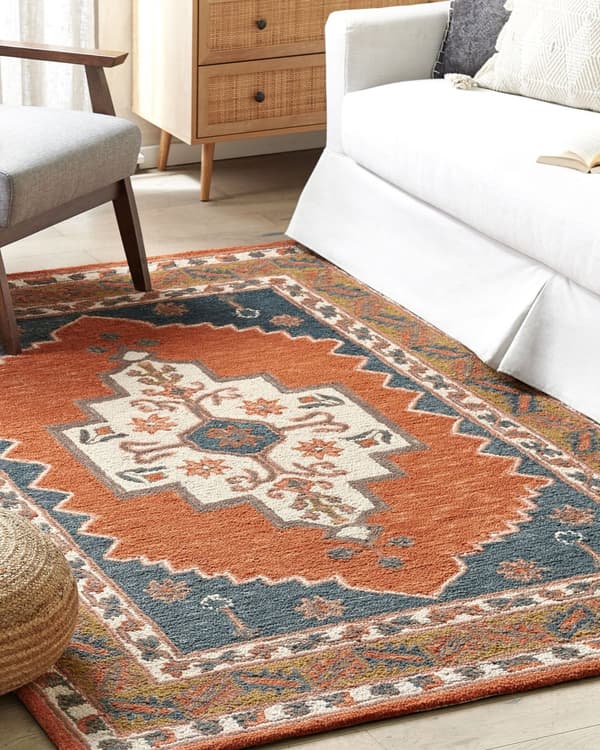 Gulvteppe Flerfarget Ull 200 x 200 cm Håndtuftet Geometrisk Orientalsk Mønster Boho Stue Soverom