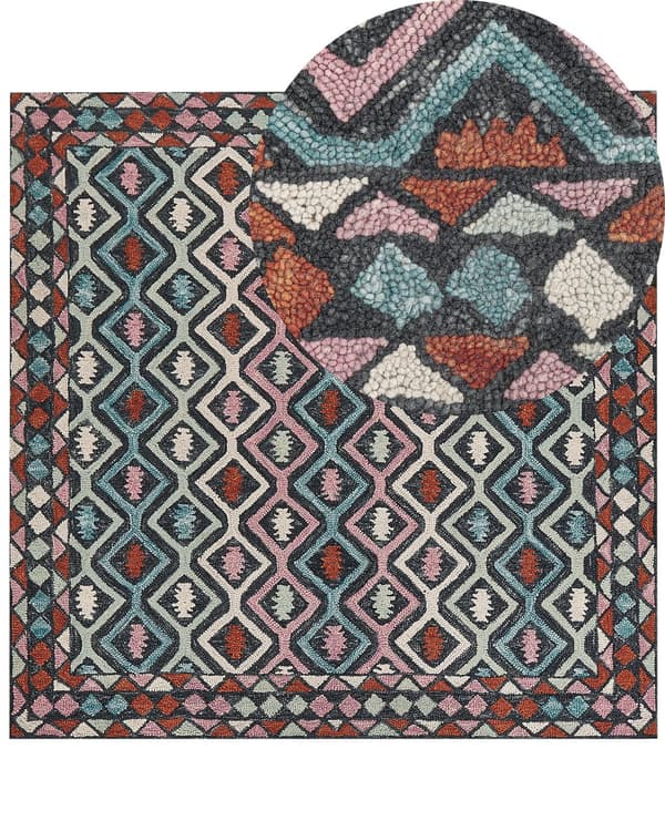 Matto monivärinen villa 80 x 150 cm geometrinen kuviointi itämainen tyyli