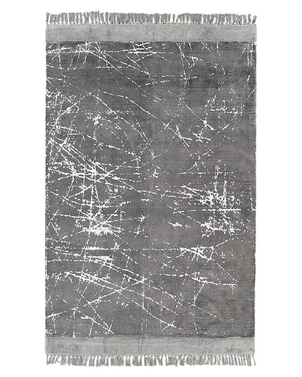 Matto harmaa 140 x 200 cm viskoosi puuvilla abstrakti suorakulmio tupsut moderni
